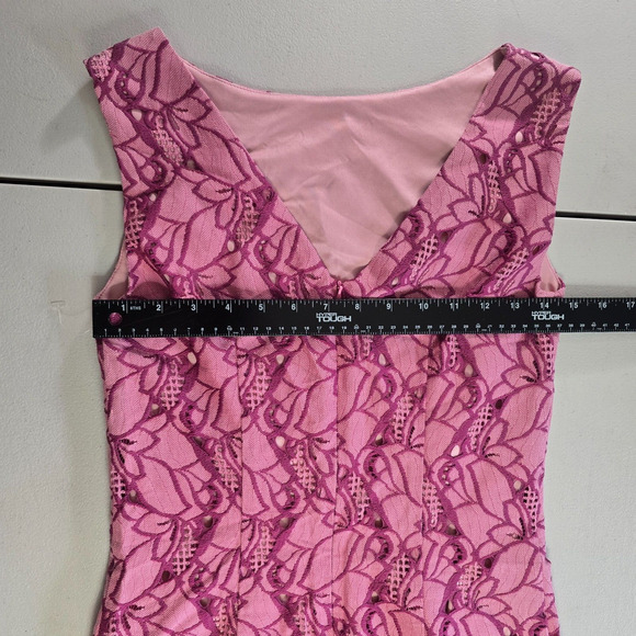 PIT Amsterdam Dress Women's 4 Pink Embroidered Sleeveless Mini Back Zipper NWT - Picture 8 of 14